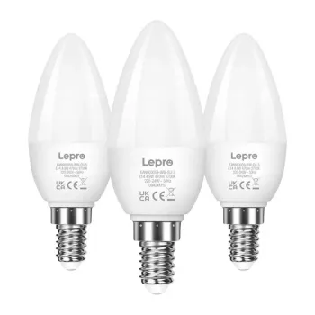 LEPRO 600059-WW-EU-3 lampada LED E14 C37 4,2W (equivalente 40W) 470lm 2700K bianco caldo angolo di emissione 250° confezione da 3