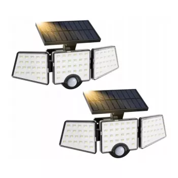 LEPRO 640003-DW-a-2 lampione solare da strada con sensore di movimento e crepuscolare, confezione da 2, 1500 lumen, 6500K bianco freddo, IP65 impermeabile, montaggio a parete, LED