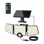 LEPRO 640005-DW Lampada solare, 3000 lm, 6500K, 3 teste orientabili, illuminazione 270°, IP65, sensore di movimento, 2400 mAh
