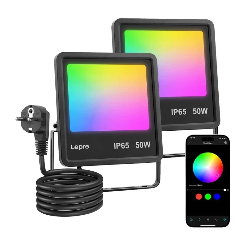 Lepro F1 50W faretto LED IP65 5000Lm 5000K luce diurna a parete