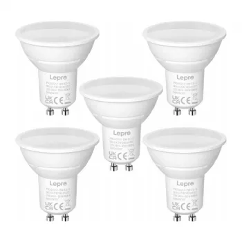 LEPRO lampada LED GU10 4,5 W (equivalente a 50 W), 345 lm, bianco luce diurna 5000 K, angolo di emissione 100°, non dimmerabile, confezione da 5