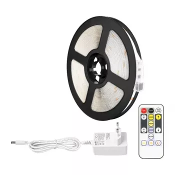 LEPRO PR410049-DWW-EU Striscia LED RGB, 5m, 150 LED, telecomando IR a 24 tasti, dimmerabile, autoadesiva, 12V, per interni