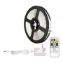 LEPRO PR410049-DWW-EU Striscia LED RGB, 5m, 150 LED, telecomando IR a 24 tasti, dimmerabile, autoadesiva, 12V, per interni