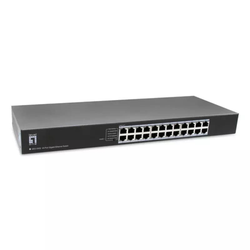LevelOne GEU-2432 Switch Gigabit Ethernet 24 porte, DIP switch 4 modalità, rackmount 19 inch, unmanaged, case in metallo