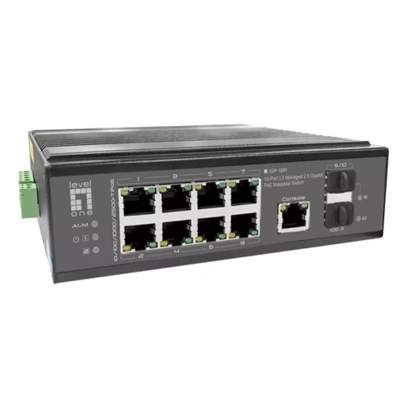 LevelOne IGP-1091 switch industriale PoE+, 8x 2,5G PoE, 2x uplink 1G/10G SFP+