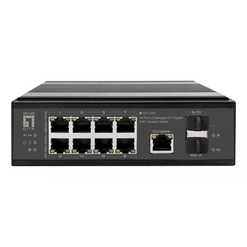 LevelOne IGP-1091 switch industriale PoE+, 8x 2,5G PoE, 2x uplink 1G/10G SFP+