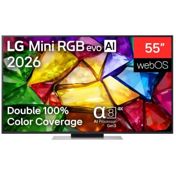 LG 55MRGB87B3B Smart TV 55 pollici 4K QNED Mini LED con processore α7 Gen6 AI, webOS 23, 120Hz, 4x HDMI 2.1