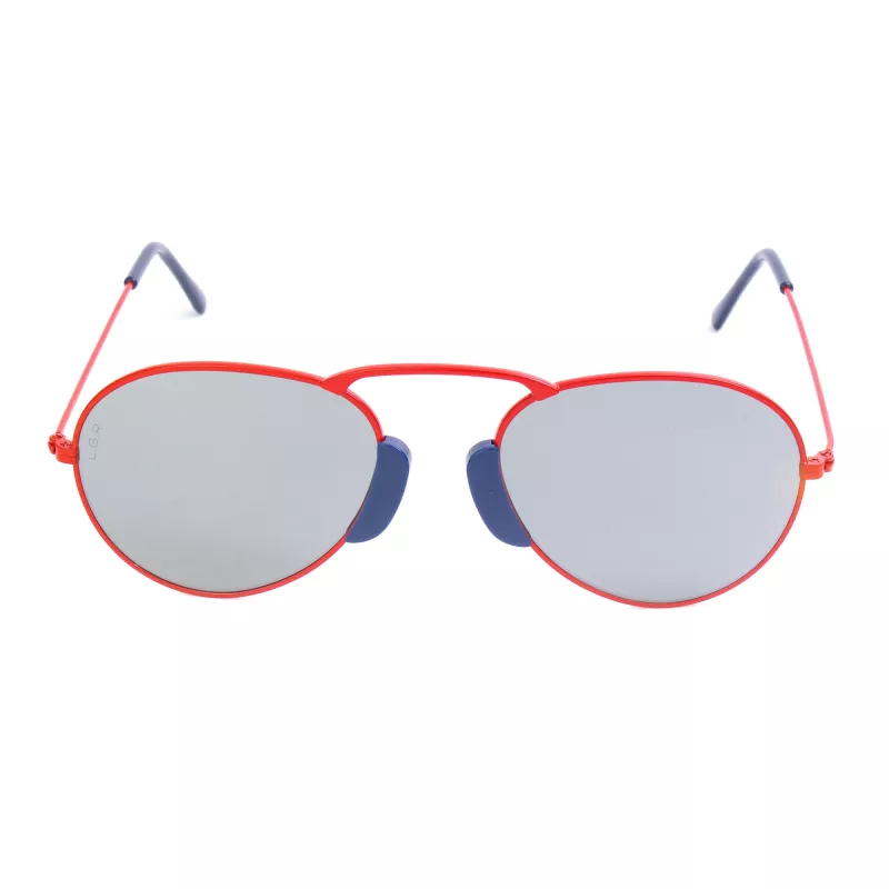 LGR Unisex Agadir Occhiali da sole lenti rosse montatura nera 54/20/145 mm