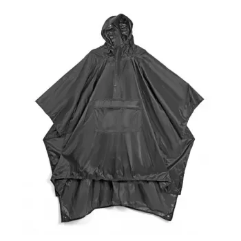 Lifeventure poncho antipioggia da viaggio – nylon ripstop impermeabile, nero, taglia unica