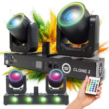 LIGHT4ME CLONE 2 Apparecchio illuminante multieffetto 3-in-1 - Derby, Strobe, Laser con DMX e telecomando IR
