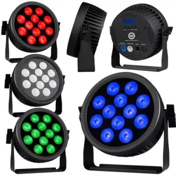 Par light LIGHT4ME CREE ALU QUAD PAR 12 - 12x10W LED RGBW, DMX512, nero
