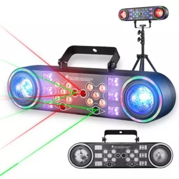 LIGHT4ME MAGIC BAR 4 barra luminosa multi-effetto 6 in 1 con effetti PAR, Derby, Strobe, Laser, UV e griglia