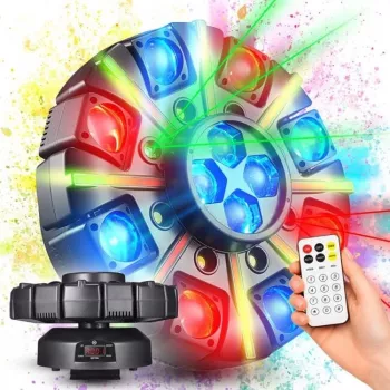 LIGHT4ME OCTOS Luce multi-effetto moving con LED RGBW, laser rosso/verde e strobo