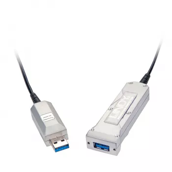 Lindy 50m cavo di prolunga attivo ibrido USB 3.0, fibra ottica e rame, 5Gbps, LSZH, nero 42701