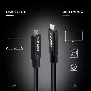 Lindy 43439 cavo attivo USB 3.2 Gen 2 USB-C a USB-C, 8 m, 10 Gbps, 8K60, 100 W PD