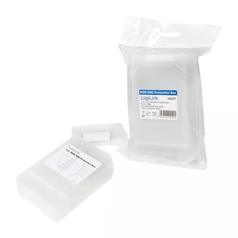 LogiLink 2.5 inch custodia protettiva per HDD per 2 HDD/SSD, bianco