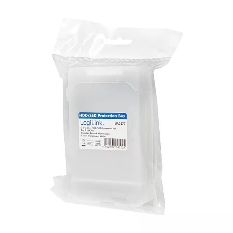 LogiLink 2.5 inch custodia protettiva per HDD per 2 HDD/SSD, bianco