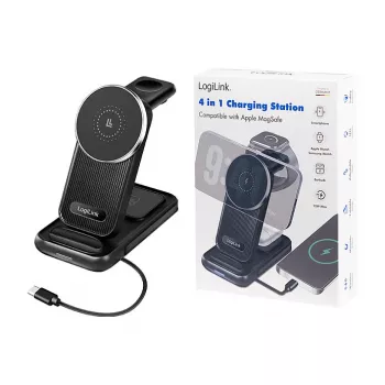 Logilink Caricatore da tavolo wireless 4-in-1, stazione di ricarica Qi 15W (PA0292)
