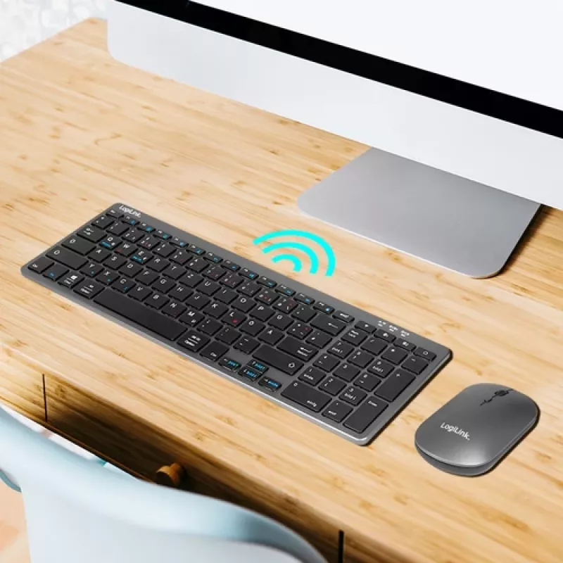 LogiLink ID0215 Set tastiera e mouse wireless Bluetooth Dual-Mode, grigio/antracite