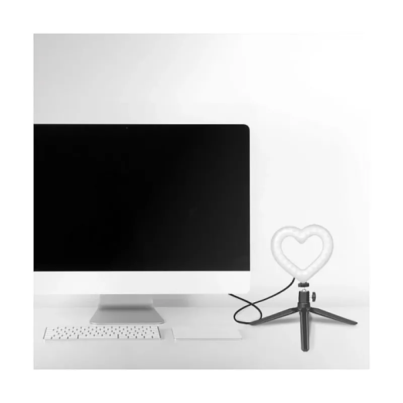 LOGILINK AA0155 ring light LED a forma di cuore con treppiede, 20,5 cm, 10 livelli di luminosità, 3000K-6000K, USB-A