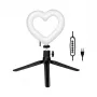 LOGILINK AA0155 ring light LED a forma di cuore con treppiede, 20,5 cm, 10 livelli di luminosità, 3000K-6000K, USB-A