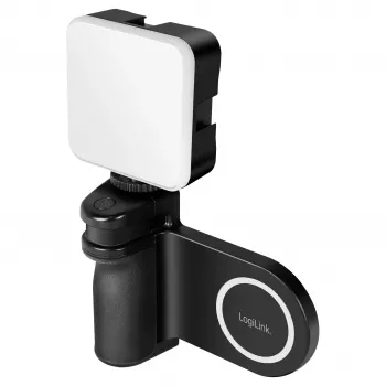 Logilink AA0173 maniglia magnetica per telefono con luce LED, nera, ricaricabile, compatibile MagSafe, 3 modalità di luce
