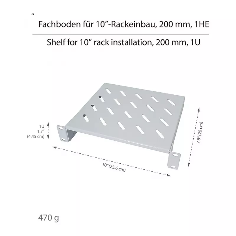 Logilink ACT111 ripiano a mensola 200 mm 1U grigio piano per rack