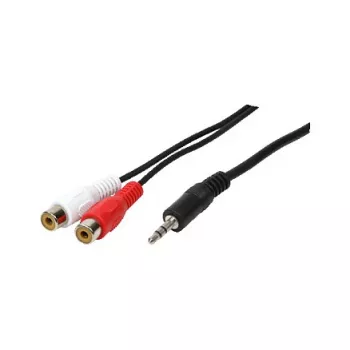 LogiLink Cavo audio, connettore jack 3,5 mm su 2x connettore femmina RCA, nero, 0,2 m