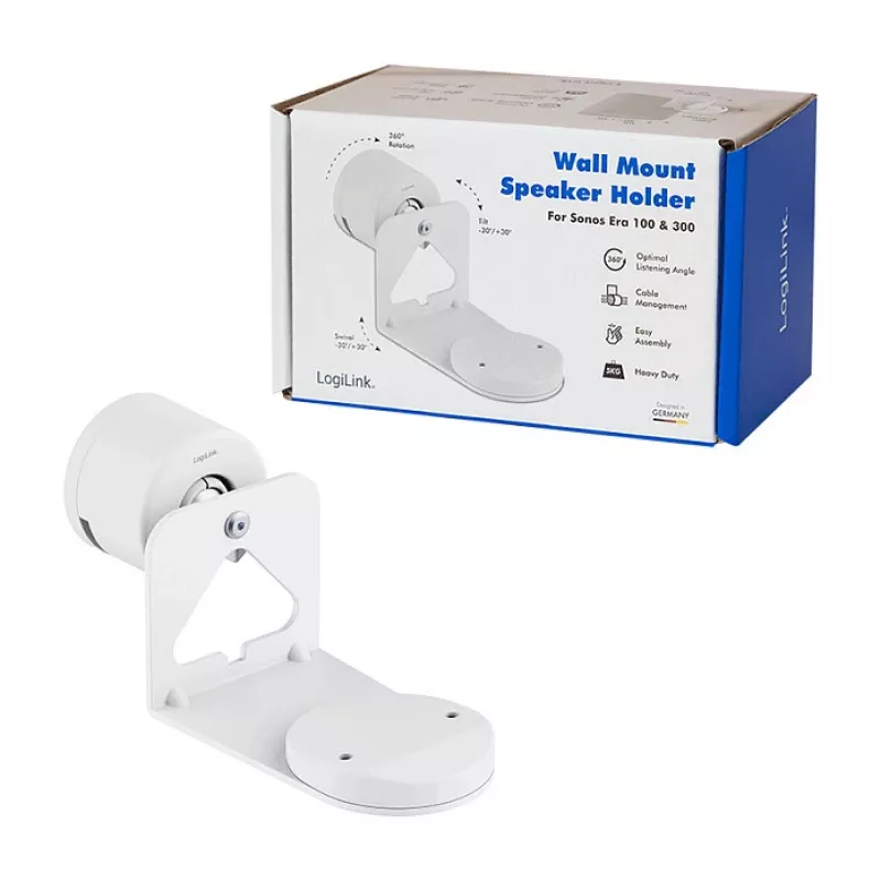 LogiLink BP0207W supporto a parete per altoparlanti per Sonos Era 100 & Era 300, bianco, max. 5 kg