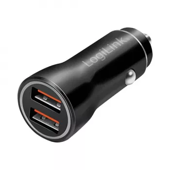 LogiLink PA0285 caricabatterie USB da auto 2 porte 10,5 W, con LED, nero
