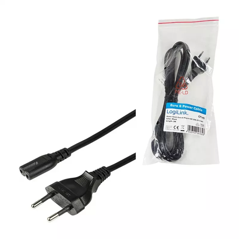 LogiLink CP145 Cavo di alimentazione spina Euro a IEC C7 1,8 m Nero