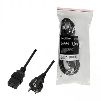 Logilink CP151 Cavo di alimentazione, CEE 7/7 a IEC C19, nero, 1 m