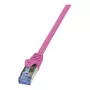LogiLink CQ3019S Cavo patch CAT 6A S/FTP, RJ45, 0,25 m, rosa, LSZH, snagless