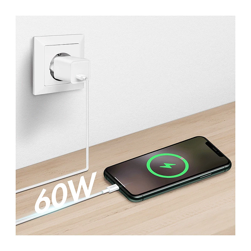 LogiLink CU0320 cavo USB 2.0 Type-C, USB-A a USB-C, 480 Mbps, 60W, nylon intrecciato, bianco, 0,5 m