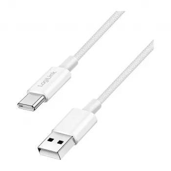 LogiLink CU0320 cavo USB 2.0 Type-C, USB-A a USB-C, 480 Mbps, 60W, nylon intrecciato, bianco, 0,5 m
