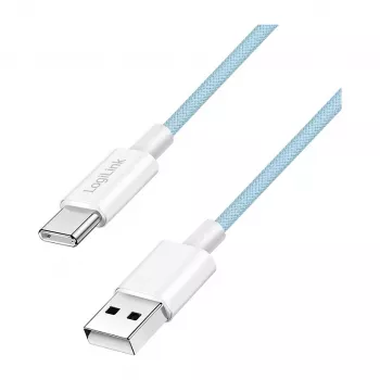 LogiLink CU0329 Cavo USB 2.0 Type-C, A/M su C/M, 480 Mbps, 60W, nylon, blu, 0,5 m