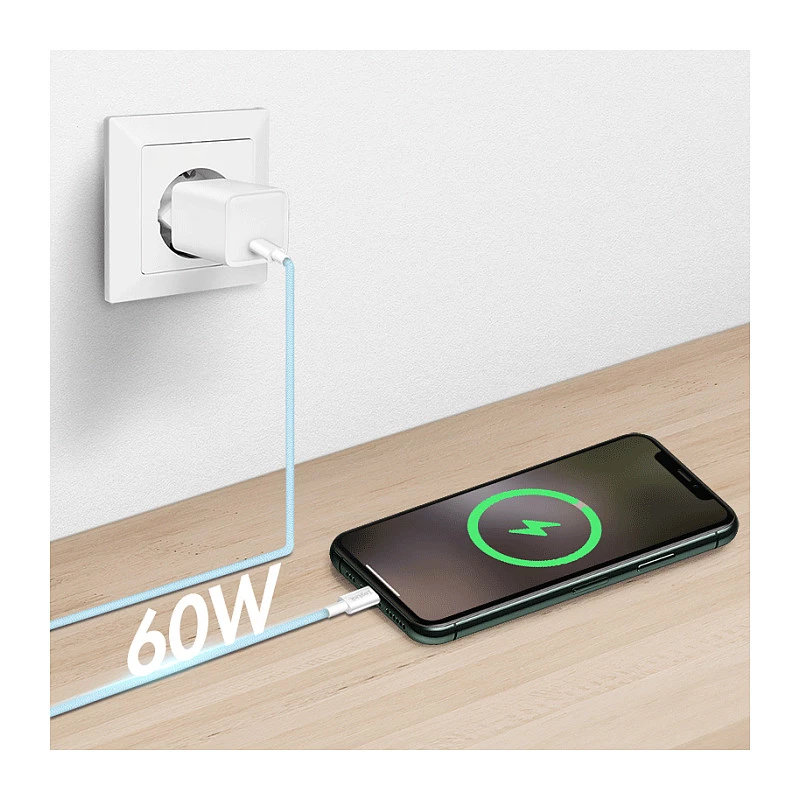 LogiLink CU0349 cavo USB 2.0 Type-C su Type-C, 0,5 m, 480 Mbit/s, 60 W Power Delivery, nylon intrecciato, blu