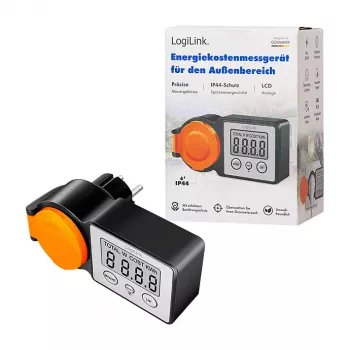 LogiLink Misuratore del costo energetico per esterni, display LCD, nero/arancione