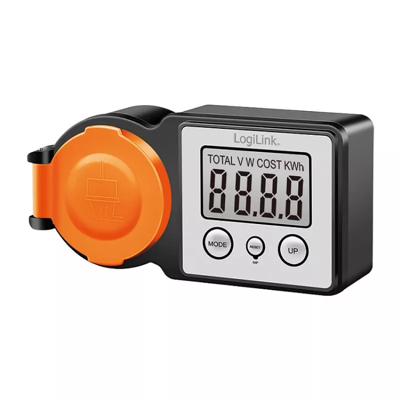 LogiLink Misuratore del costo energetico per esterni, display LCD, nero/arancione