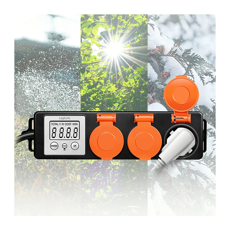 LogiLink Misuratore del costo energetico per esterni con 3 prese