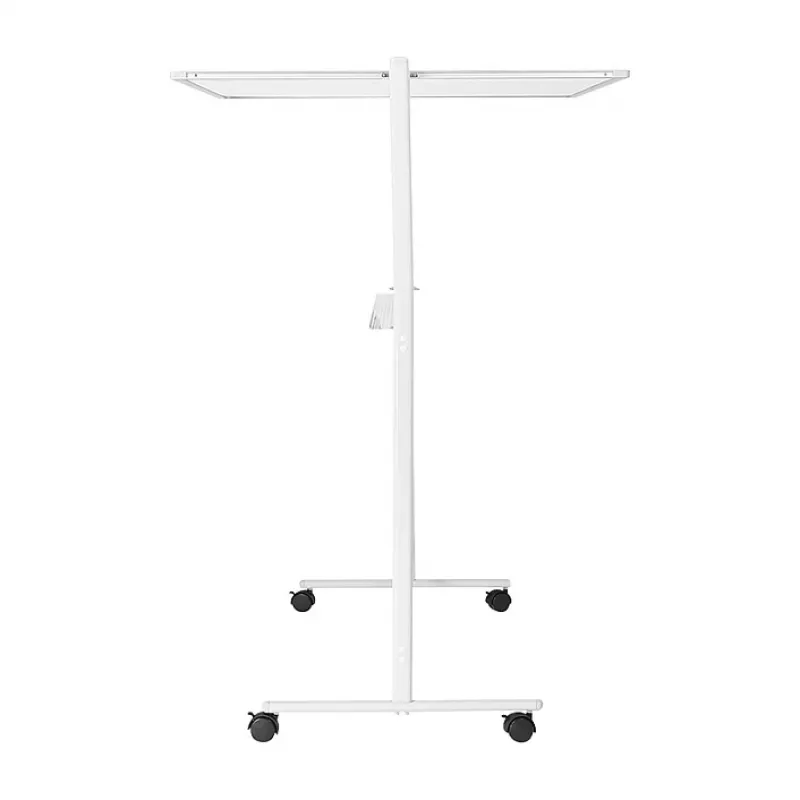 LogiLink EO0064 lavagna bianca mobile double-face, acciaio magnetico, cornice in alluminio, 120x80 cm, bianco/argento