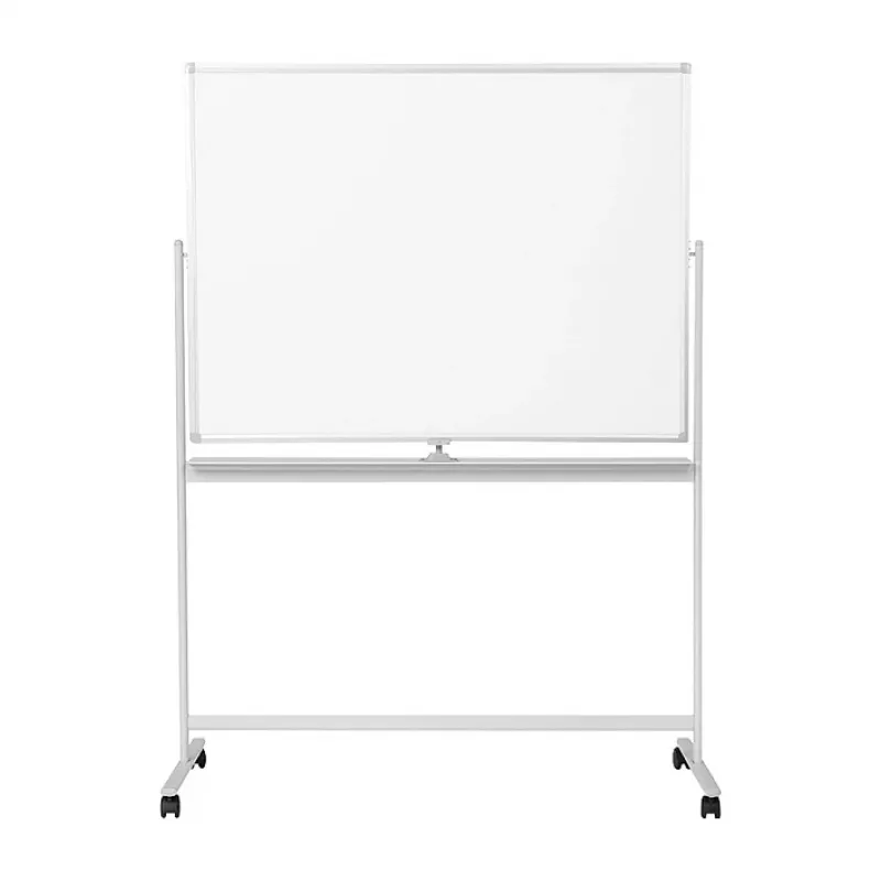 LogiLink EO0064 lavagna bianca mobile double-face, acciaio magnetico, cornice in alluminio, 120x80 cm, bianco/argento
