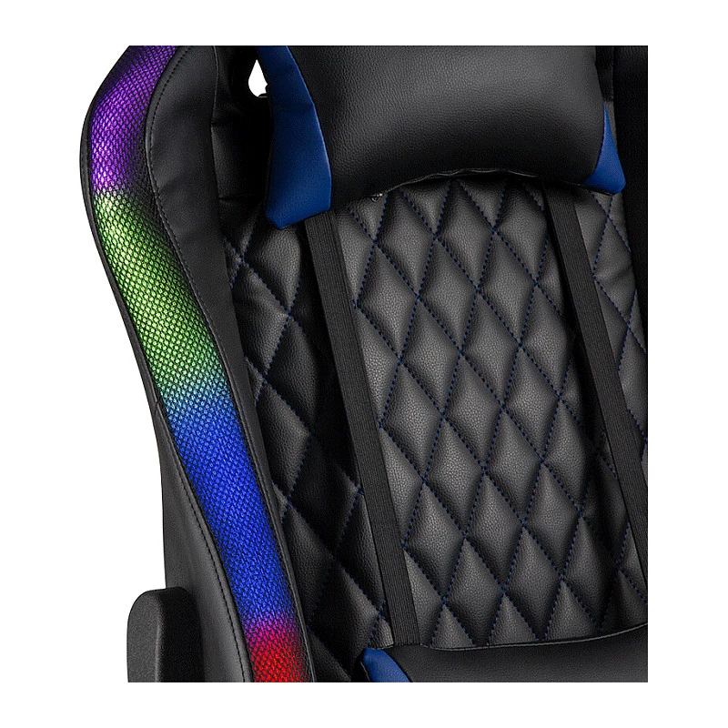 LogiLink EO0076 sedia gaming con illuminazione RGB, supporto lombare, nero/blu