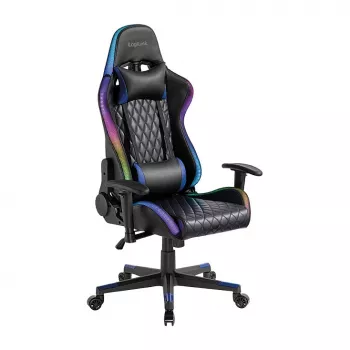 LogiLink EO0076 sedia gaming con illuminazione RGB, supporto lombare, nero/blu