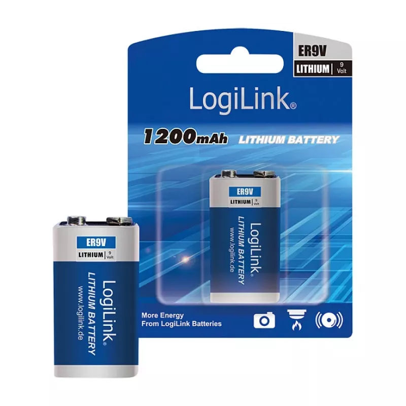 LOGILINK ER9VLIB batteria al litio 9V (confezione da 1, blister) – 1200 mAh, non ricaricabile, PP3