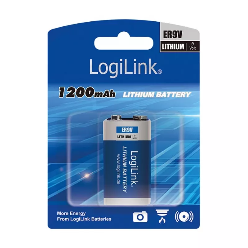 LOGILINK ER9VLIB batteria al litio 9V (confezione da 1, blister) – 1200 mAh, non ricaricabile, PP3
