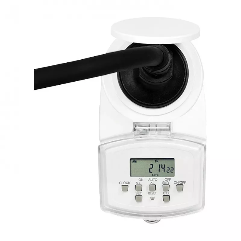 LOGILINK ET0008 Timer digitale da esterno - IP44, 10 programmi ON/OFF, 16A/3680W, Schuko (tipo F), nero/grigio
