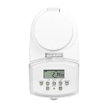 LOGILINK ET0008 Timer digitale da esterno - IP44, 10 programmi ON/OFF, 16A/3680W, Schuko (tipo F), nero/grigio