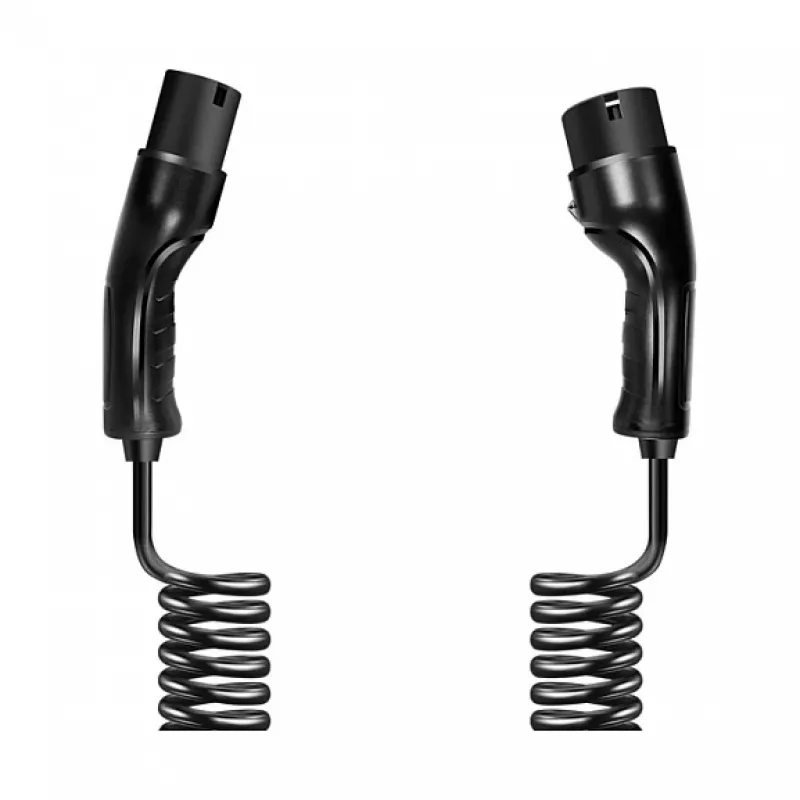 LogiLink EVC0128 cavo a spirale Type 2 per ricarica auto elettrica, 11kW, 3 fasi, 20A, 5m, nero con custodia