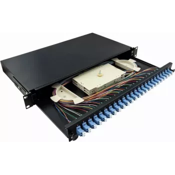 LogiLink F24LC2B patch panel in fibra ottica LC Duplex a 24 porte 1U montaggio a rack 19 pollici nero
